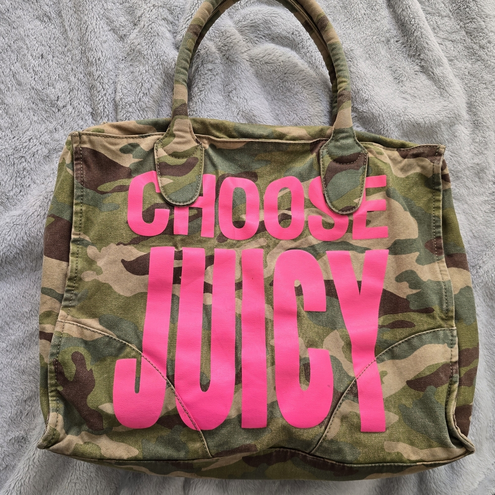 Juicy Couture Camouflage Tote Bag with Pink Accents